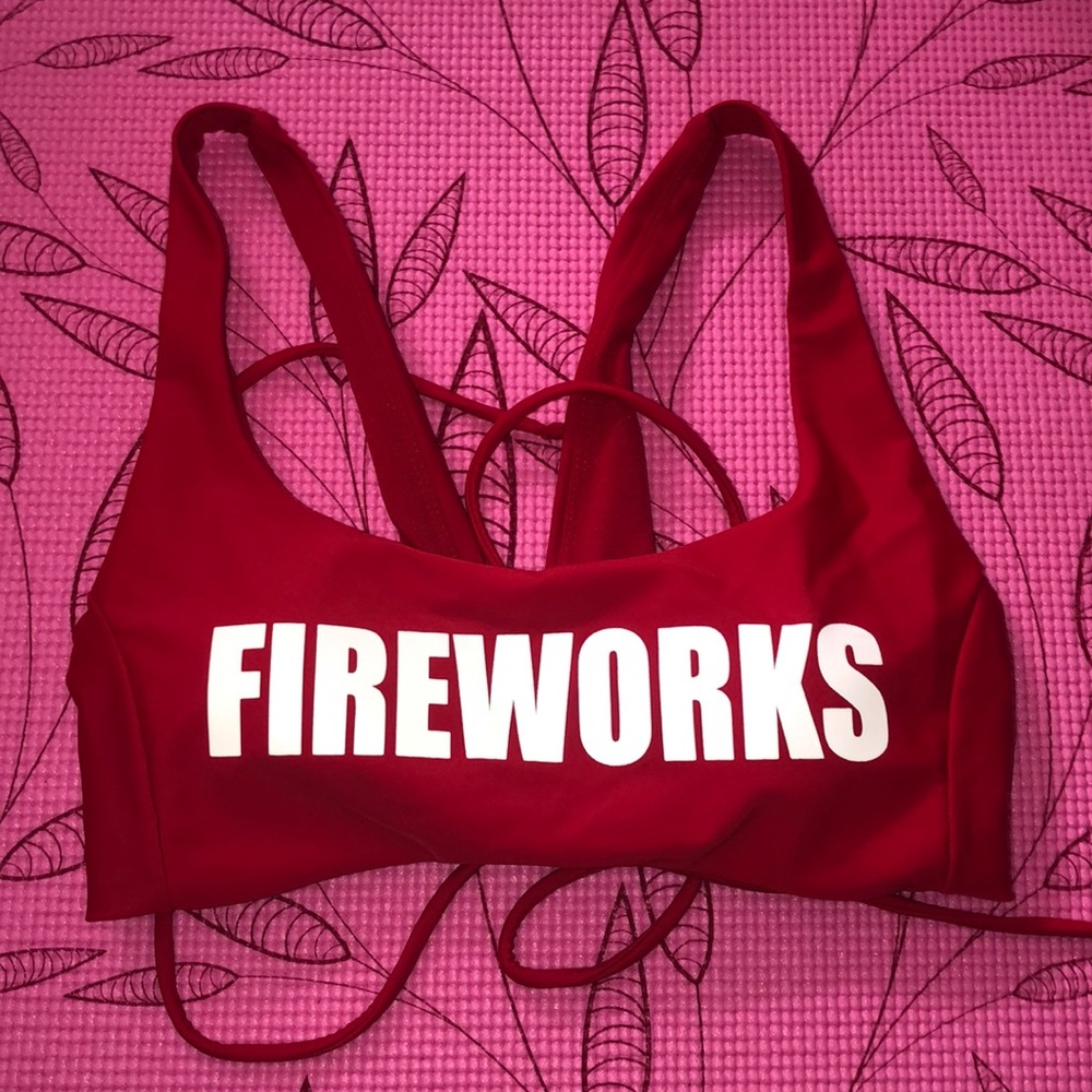 Strappy Red FIREWORKS bikini top